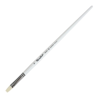 Кисть Roubloff серии 1B22W №10, белая синтетика, плоская, длинная ручка