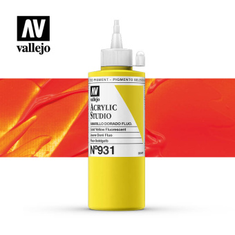 Краска Vallejo Acrylic Studio #931 Fluorescent Gold Yellow (Желто-оранжевый флуоресцентный), 200 мл