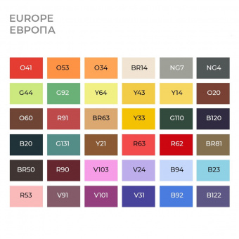 Набор маркеров Sketchmarker Brush Europa (36 маркеров + сумка-органайзер)