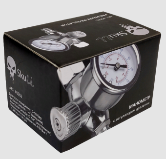SKULL Манометр на рукоятку окрасочного пистолета с регулятором давления