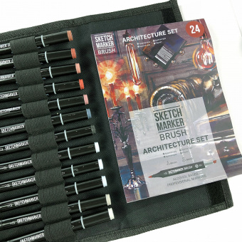 Набор маркеров Sketchmarker Brush Architecture (24 шт. + сумка-органайзер)
