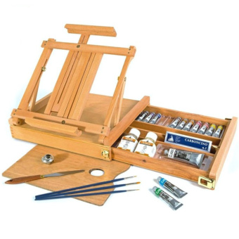 Набор масляных красок Maimeri Classico в дер. ящике + настольный мольберт (13 туб по 20 мл)