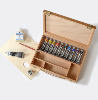 Набор акриловых красок Maimeri Polycolor в деревянном ящике (10 тюб. по 20 мл + 1x60 мл + 1x75 мл)