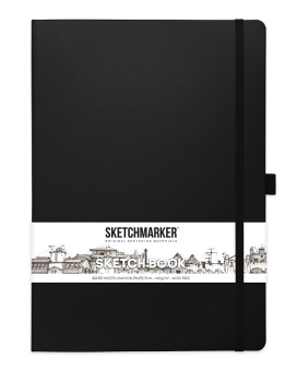 Sketchmarker Блокнот для зарисовок 140 г/кв. м, 80 л, 21*29,7 см, твердая обложка, черный
