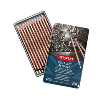 Derwent Набор цветных карандашей Metallic 12 шт. в металлическом пенале