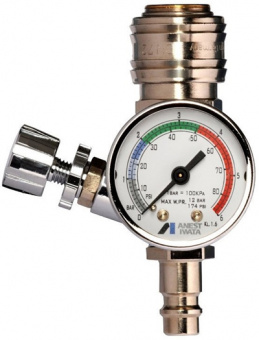 Iwata AFV-2 Регулятор давления / манометр с быстросъемными соединениями и фиксатором давления (14378630)