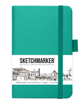 Sketchmarker Блокнот для зарисовок 140 г/кв. м, 80 л, 9*14 см, твердая обложка, изумрудный
