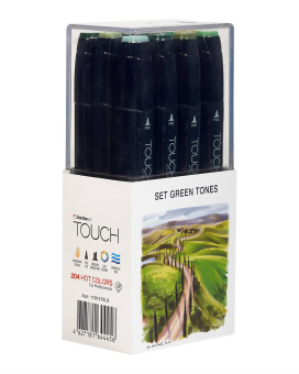 Набор маркеров Touch Twin 12 шт., зеленые тона