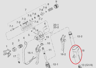 Iwata 93507190 Наружная ручка для пистолета ALG-72 TE WB