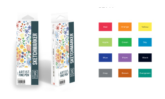 Набор капиллярных ручек Sketchmarker Artist fine pen Basic 1, 12 цв.
