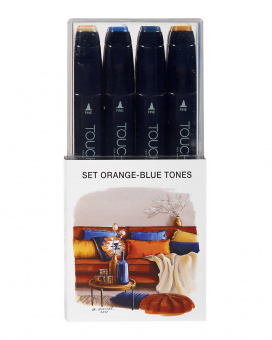 Набор маркеров Touch Twin 12 шт., оранжево-синие тона