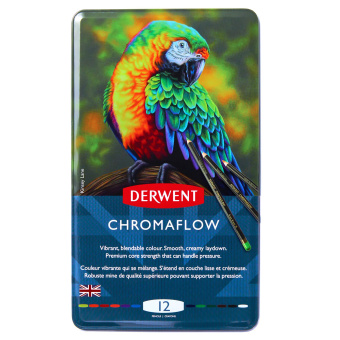 Derwent Набор цветных карандашей Chromaflow 12 шт. в металлическом пенале