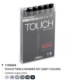 Набор маркеров Touch Twin 6 шт., серые тона