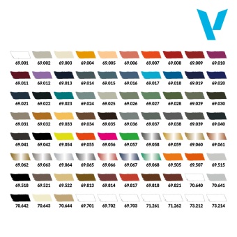 69990 Набор красок Vallejo Mecha Color – Basic Case (80 цв.)