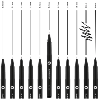 Набор линеров Molotow Blackliner (11 шт.)