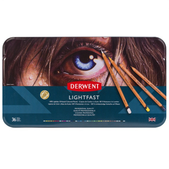 Derwent Набор цветных карандашей Lightfast 36 шт. в металлическом пенале