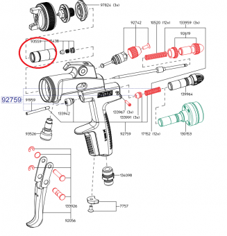 SATA 93559 Втулка иглы подачи материала для jet 3000 K, jet K3