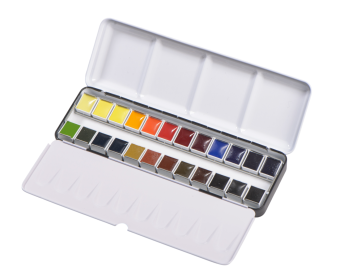 Набор акварели Blockx, 24 цв. в полукюветах, в металлической коробке