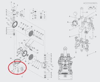 Iwata 94441630 Нижний адаптер для насоса DDP120B