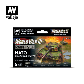 70223 Vallejo Набор красок Model Color Set – WWIII NATO Armour & Infantry (6 цветов)