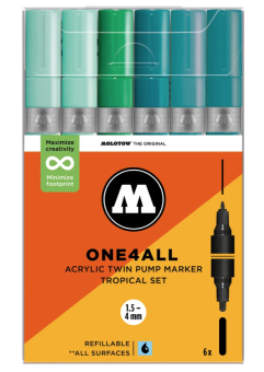 Набор маркеров Molotow ONE4ALL Acrylic Twin Tropical Set (6 шт.)