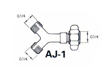 Iwata AJ-1 Тройник для воздушной магистрали G1/4 (1 внутр. – 2 наружн.)
