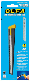 OLFA OL-180-BLACK Нож с «AUTOLOCK» фиксатором, металлический корпус, 9 мм