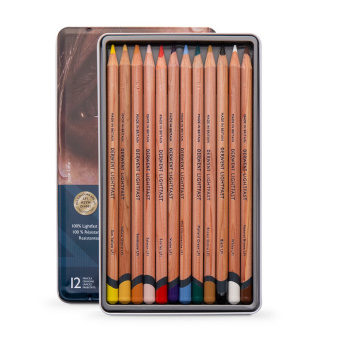 Derwent Набор цветных карандашей Lightfast 12 шт. в металлическом пенале