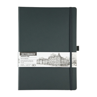 Sketchmarker Скетчбук 140 г/кв.м, (А4) 210х297 мм, 80 листов, графитовый