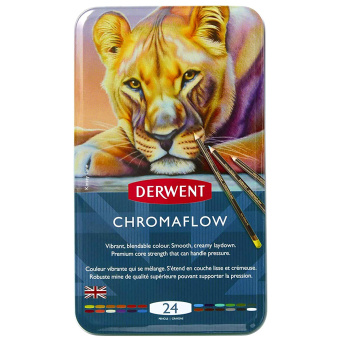 Derwent Набор цветных карандашей Chromaflow 24 шт. в металлическом пенале