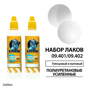 Jim Scale 09.401/09.402 Набор полиуретановых усиленных лаков: глянцевый и матовый (2 шт. по 60 мл)