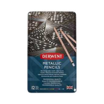 Derwent Набор цветных карандашей Metallic 12 шт. в металлическом пенале