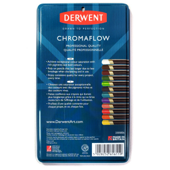 Derwent Набор цветных карандашей Chromaflow 12 шт. в металлическом пенале