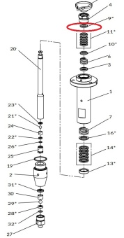 Iwata 04943990 Верхний адаптер V-образного уплотнения для насоса iCon