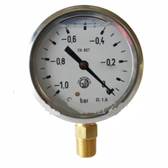 Walcom D225/1 Вакуумметр 63 мм 0-1 бар R1/4", нерж. корпус