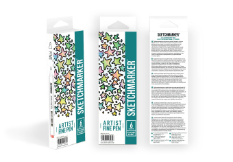 Набор капиллярных ручек Sketchmarker Artist fine pen Fluorescent, 6 цв.