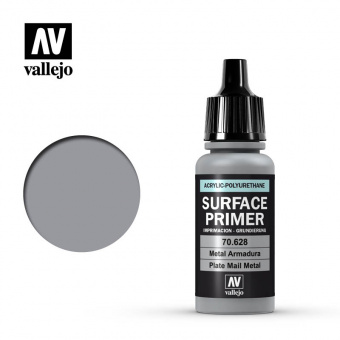 Vallejo Surface Primer Plate Mail Metal акриловый полиуретановый грунт, цвет металлический, 17 мл