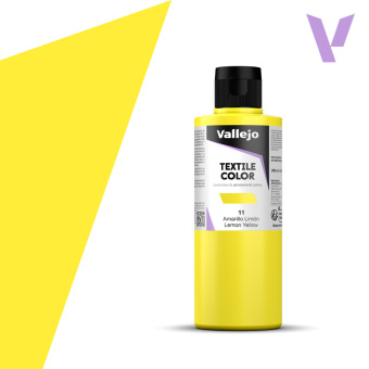 Краска Vallejo 41011 для ткани, цвет лимонно-желтый (Lemon Yellow), 200 мл