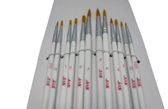 JAS 3692 Набор кистей из синтетического волоса, 12 шт. (№ 0000, 000, 00, 0, 1, 2, 3, 4, 5, 6, 7, 8)