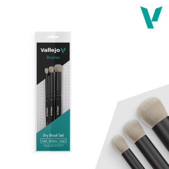 Набор кистей Vallejo Dry Brush Set (из натурального волоса, размеры S, M, L)