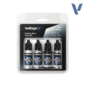 77251 Набор красок Vallejo Sterling Silver Paint Set (4 цв.)