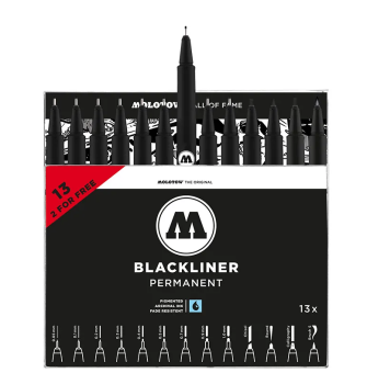 Набор линеров Molotow Blackliner Complete Set (13 шт.)