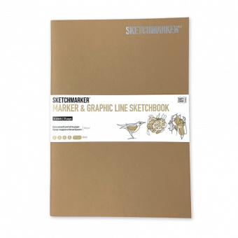 Sketchmarker Скетчбук Marker&Graphic Line, 180 г/м2, 16 листов, 17,6*25 см, мягкая обложка, коричневый