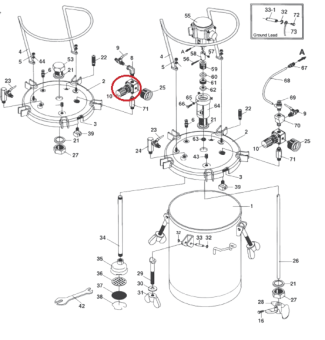 Iwata 94015180 Регулятор давления воздуха красконагнетательного бака серии PET