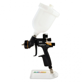 Краскопульт Devilbiss DV1 для лака с цифровым манометром и бачком, воздушная голова C1+