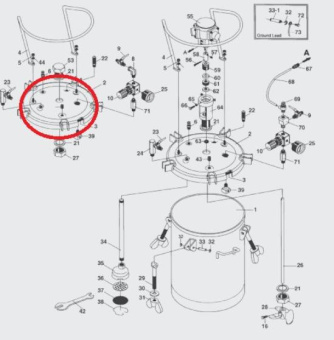 Iwata 04015110 Крышка красконагнетательного бака PET 10N / 10MN