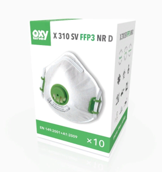 Oxyline X310V Полумаска фильтрующая для защиты от аэрозолей с клапаном FFP3 NR D