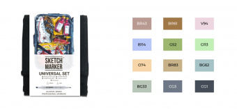 Набор маркеров Sketchmarker 12 UNIVERSAL Set (12 шт. + сумка-органайзер)