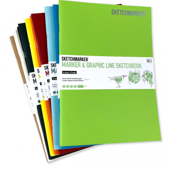 Sketchmarker Скетчбук Marker&Graphic Line, 180 г/м2, 16 листов, 17,6*25 см, мягкая обложка, лимонный