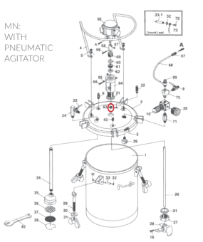 Iwata 04017450 Уплотнительное кольцо красконагнетательного бака PET 10MN / 30MN / 50MN
